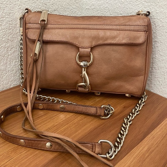 REBECCA MINKOFF Mini Mac Tan Almond Leather Crossbody Bag - Picture 2 of 16